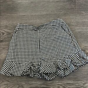 Black and White Gingham Ruffle Shorts